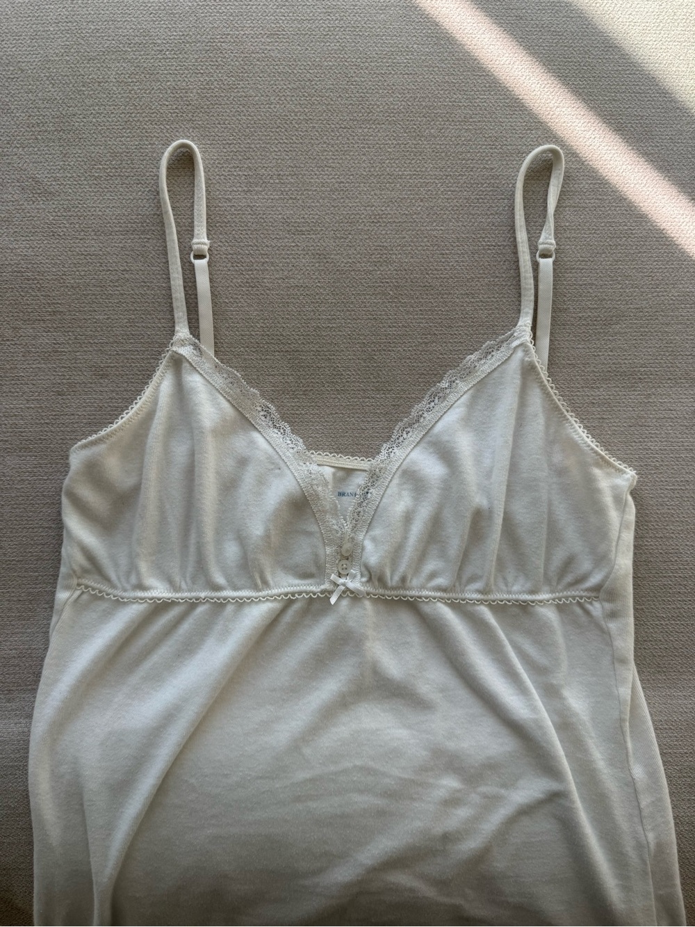 Brandy Melville Cream Lace-Trim Slip Cami